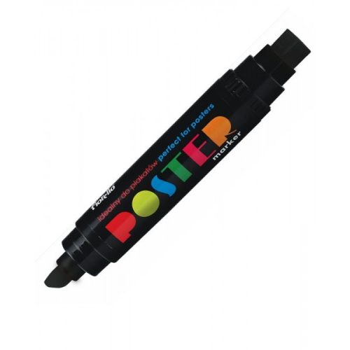 Marker permanent Fiorello Poster GR-1712, varf tesit / varf patrat, 10.0mm / 17.0mm, 2 capete, negru
