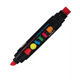   Marker permanent Fiorello Poster GR-1712, varf tesit / varf patrat, 10.0mm / 17.0mm, 2 capete, rosu