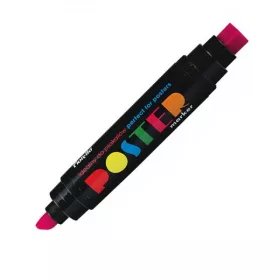   Marker permanent Fiorello Poster GR-1712, varf tesit / varf patrat, 10.0mm / 17.0mm, 2 capete, roz