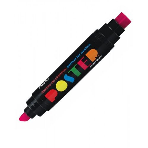 Marker permanent Fiorello Poster GR-1712, varf tesit / varf patrat, 10.0mm / 17.0mm, 2 capete, roz