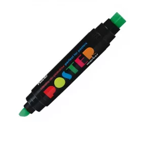   Marker permanent Fiorello Poster GR-1712, varf tesit / varf patrat, 10.0mm / 17.0mm, 2 capete, verde