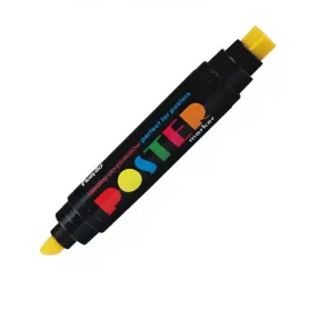   Marker permanent Fiorello Poster GR-1712, varf tesit / varf patrat, 10.0mm / 17.0mm, 2 capete, galben