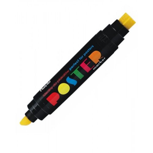 Marker permanent Fiorello Poster GR-1712, varf tesit / varf patrat, 10.0mm / 17.0mm, 2 capete, galben