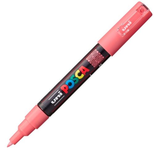 Marker UNI Posca PC-1M, varf rotund, 0.7mm roz corai