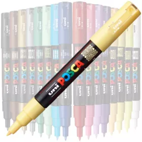 Marker UNI Posca PC-1M, varf rotund, 0.7mm galben pai