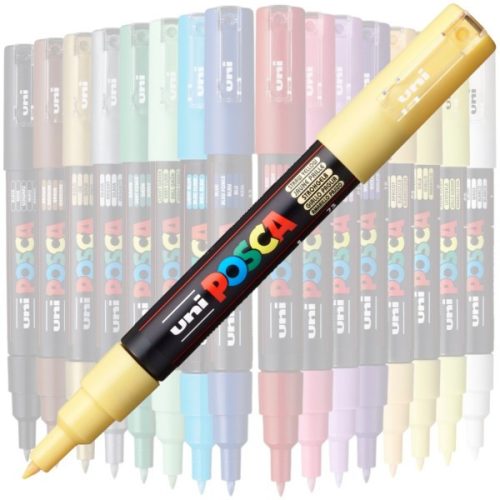 Marker UNI Posca PC-1M, varf rotund, 0.7mm galben pai