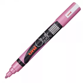   Marker cu creta UNI Chalk PWE-5M, varf rotund, 1.8-2.5mm, roz metalizat