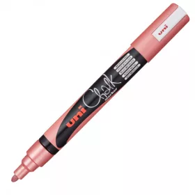   Marker cu creta UNI Chalk PWE-5M, varf rotund, 1.8-2.5mm, rosu metalizat