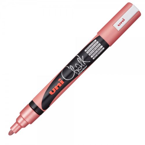 Marker cu creta UNI Chalk PWE-5M, varf rotund, 1.8-2.5mm, rosu metalizat