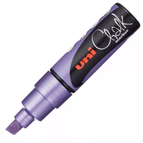   Marker cu creta UNI Chalk PWE-8K, varf tesit, 8.0mm, violet metalizat