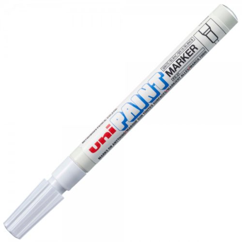 Marker cu vopsea UNI PX-21, varf rotund, 0.8-1.2mm, alb