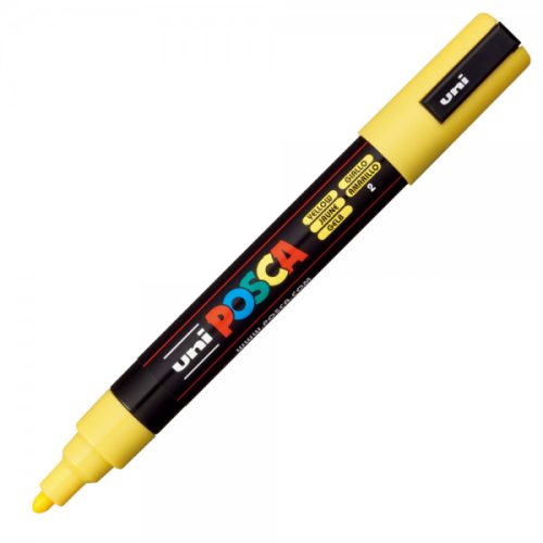 Marker UNI Posca PC-5M, varf rotund, 1.8-2.5mm galben