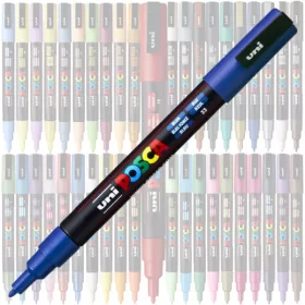 Marker UNI Posca albastru PC-3M, varf rotund, 0.9-1.3mm