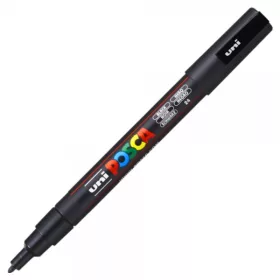 Marker UNI Posca negru PC-3M, varf rotund, 0.9-1.3mm