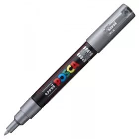 Marker UNI Posca PC-1M, varf rotund, 0.7mm argintiu
