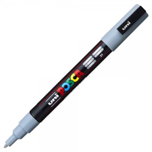 Marker UNI Posca gri PC-3M, varf rotund, 0.9-1.3mm