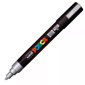 Marker UNI Posca PC-5M, varf rotund, 1.8-2.5mm argintiu