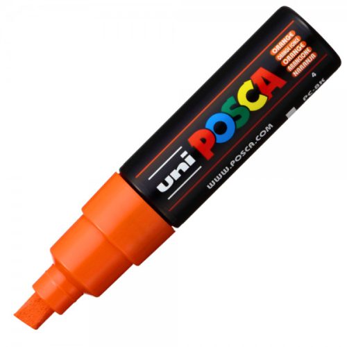 Marker UNI Posca PC-8K, varf tesit, 8.0mm, portocaliu