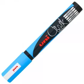   Marker cu creta UNI Chalk PWE-5M, varf rotund, 1.8-2.5mm, bleu
