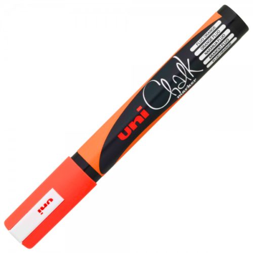 Marker cu creta UNI Chalk PWE-5M, varf rotund, 1.8-2.5mm, portocaliu fluorescent