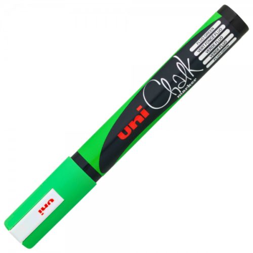 Marker cu creta UNI Chalk PWE-5M, varf rotund, 1.8-2.5mm, verde fluorescent