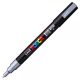 Marker UNI Posca argintiu PC-3M, varf rotund, 0.9-1.3mm