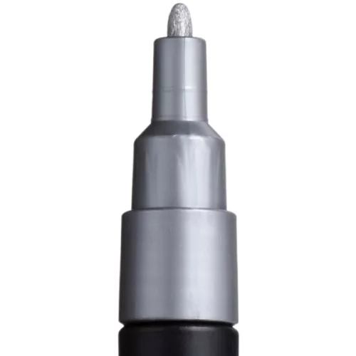 Marker UNI Posca argintiu PC-3M, varf rotund, 0.9-1.3mm
