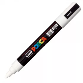 Marker UNI Posca PC-5M, varf rotund, 1.8-2.5mm alb