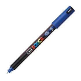 Marker UNI Posca, 0.7 mm, varf fin metalic, albastru