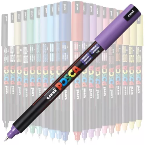 Marker UNI Posca, 0.7 mm, varf fin metalic, violet