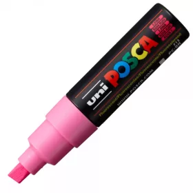Marker UNI Posca PC-8K, varf tesit, 8.0mm , roz fluorescent