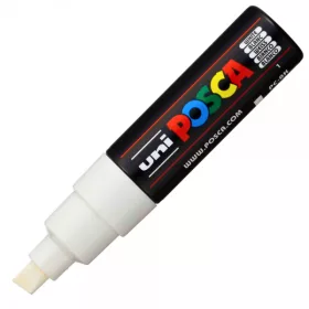Marker UNI Posca PC-8K, varf tesit, 8.0mm alb