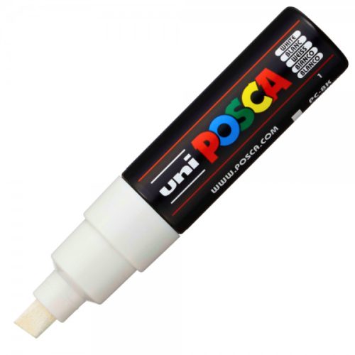 Marker UNI Posca PC-8K, varf tesit, 8.0mm alb
