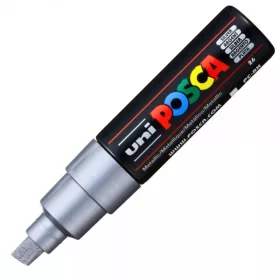 Marker UNI Posca PC-8K, varf tesit, 8.0mm, argintiu