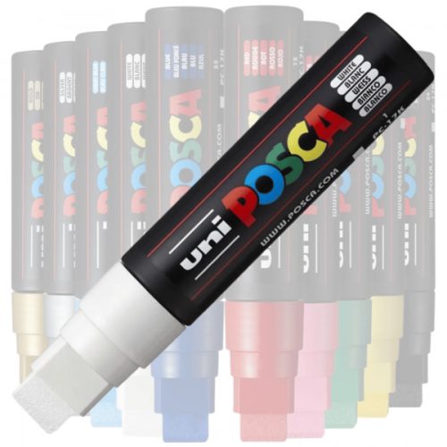 Marker UNI Posca PC-17K, varf tesit, 15.0mm alb