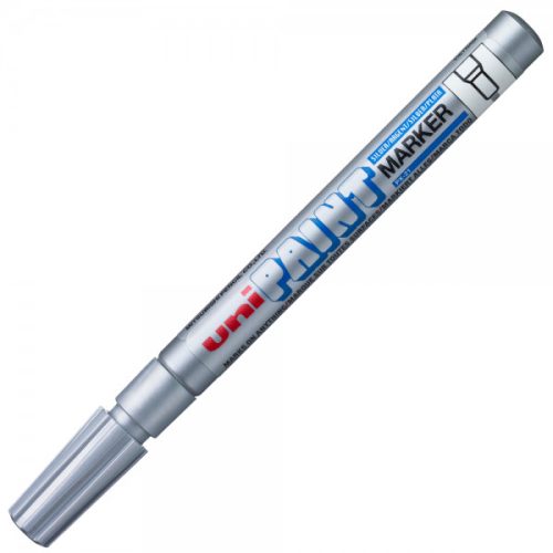 Marker cu vopsea UNI PX-21, varf rotund, 0.8-1.2mm, argintiu