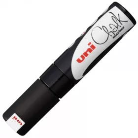 Marker cu creta UNI Chalk PWE-8K, varf tesit, 8.0mm, negru