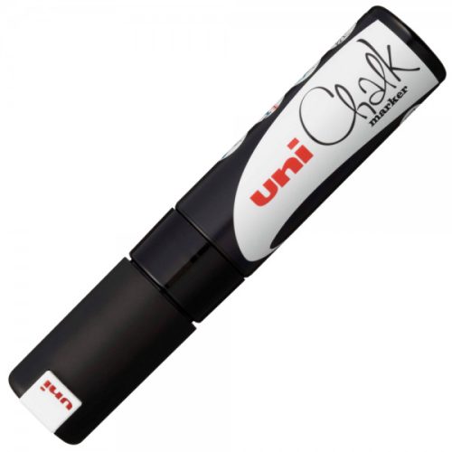 Marker cu creta UNI Chalk PWE-8K, varf tesit, 8.0mm, negru