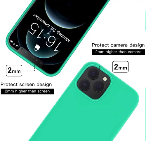 Husa Apple iPhone 12 Mini Luxury Silicone, catifea in interior, turcoaz