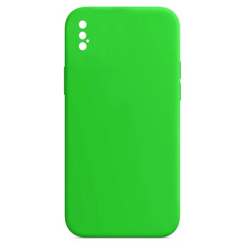 Husa Apple iPhone X/XS Luxury Silicone, catifea in interior, protectie camere, verde neon