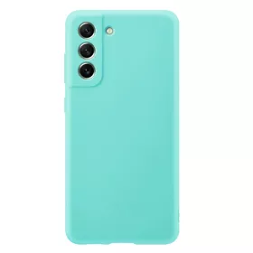   Husa Samsung Galaxy S21 FE Luxury Silicone, catifea in interior, protectie camere, turcoaz