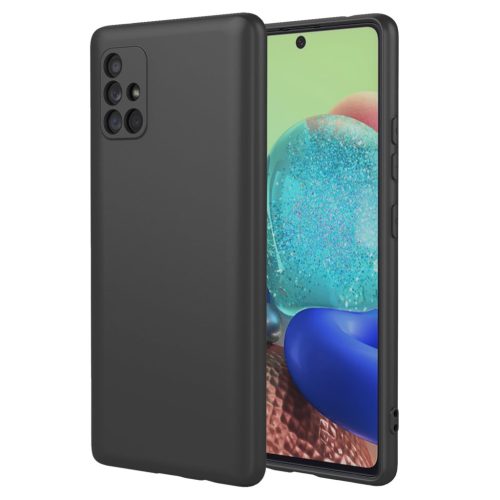Husa Samsung Galaxy A51 Luxury Silicone, catifea in interior, protectie camere, negru