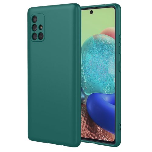 Husa Samsung Galaxy A51, Luxury Silicone, catifea in interior, protectie camere, verde inchis