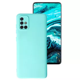   Husa Samsung Galaxy A71 Luxury Silicone, catifea in interior, protectie camere, turcoaz