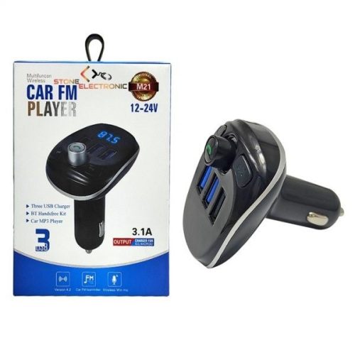 Modulator FM X12, Bluetooth, 12-24V, 3 porturi USB, handsfree, negru