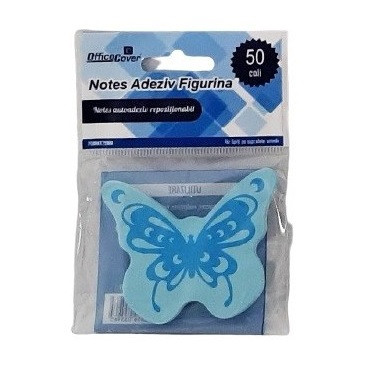 Notes adeziv Office Cover C70-010, 50 coli, 75 x 75 mm, bleu, forma fluture, blister