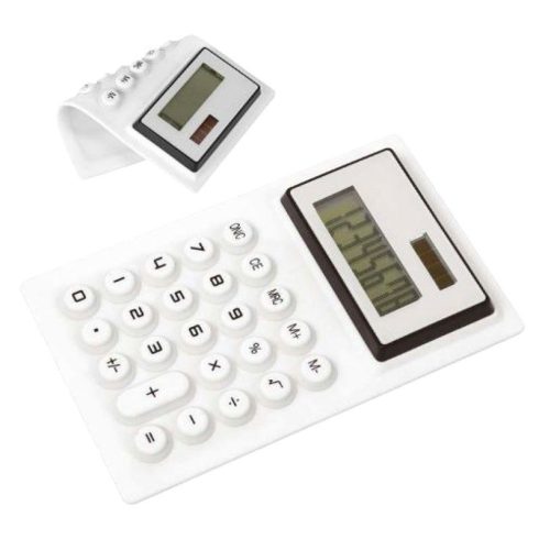 Calculator birou, panou solar, flexibil, 8 caractere, alb