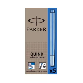   Patroane cerneala lungi (rezerve) Parker Quink 1950383, cerneala albastra, set 5 buc