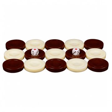 Set piese table Luxury, maro si crem, 2 zaruri incluse