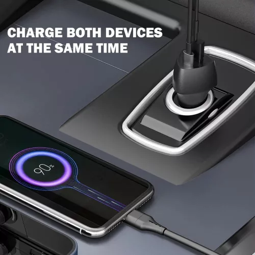 Incarcator auto Veger SpeedBoost 38W, Fast Charger, dual port USB-C (PD) + USB, negru